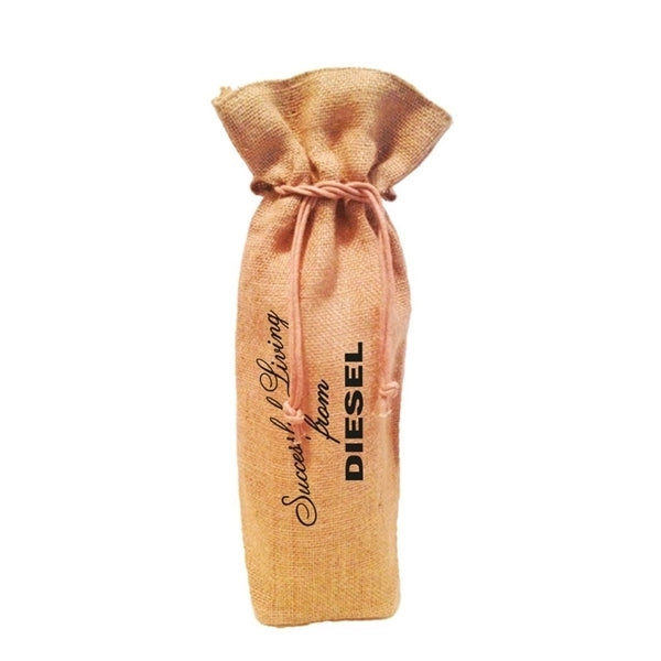 Unlaminated One Bottle Jute Drawstring Wine Sack (6 x14x 3)
