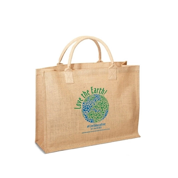 Jute Shopping Tote w/ Cotton Webbed Handle (17.5 x 13.5 x 6)