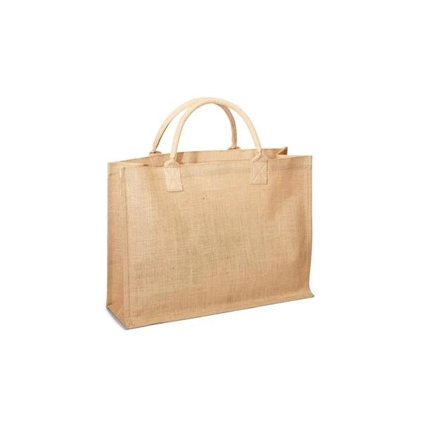 Jute Shopping Tote w/ Cotton Webbed Handle (17.5 x 13.5 x 6)