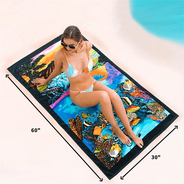 60"x30" Full Colors Custom Microfiber Beach Towel