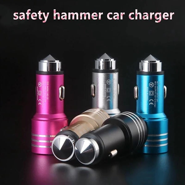 Car Safety Hammer Premium Metal Bullet Usb Charger