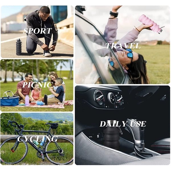 Collapsible Silicone Water Bottle With Carabiner