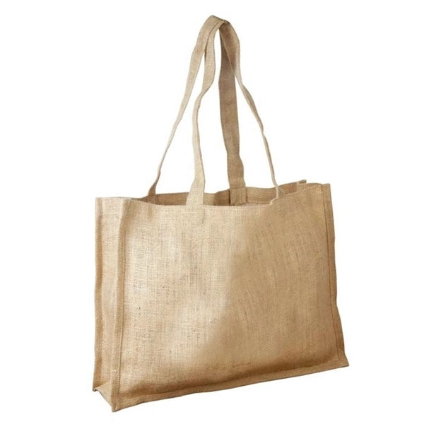 Unlaminated Jute Shopping Bag w/ Self Handles (16 x 12 x 4)