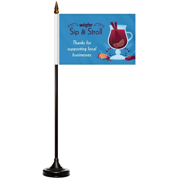 4" x 6" Double Sided Stick Flag with Black Plastic Base