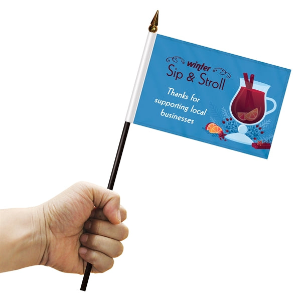4" x 6" Double Sided Stick Flag with Black Plastic Base