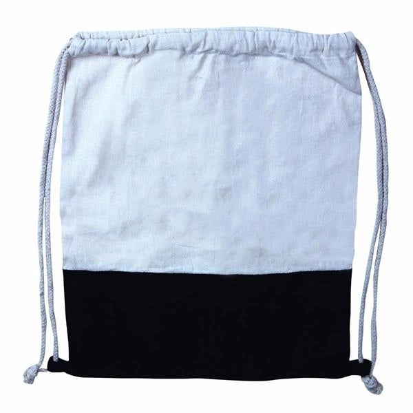 Two Tone Jute + Cotton Drawstring Backpack (14 x 18)
