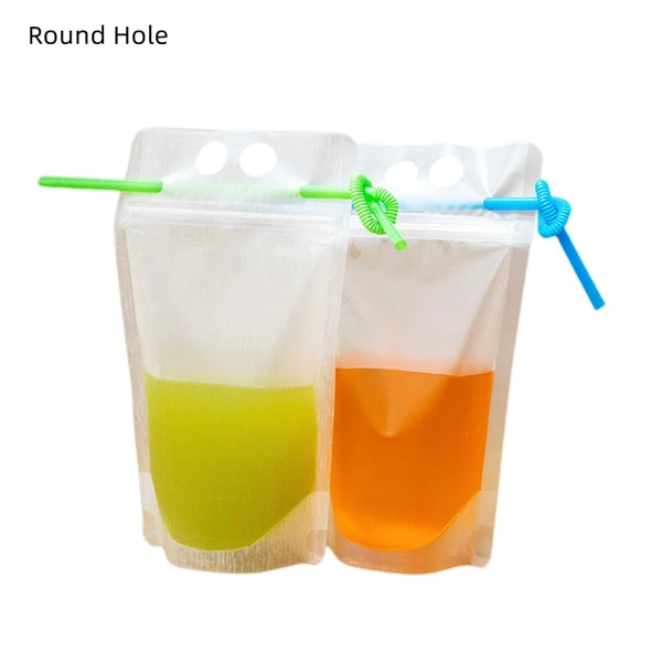 Hand-Held Drink Pouches With Straws