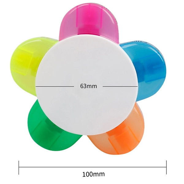 Flower Shape 5-Color Custom Marker Pen Highlighters