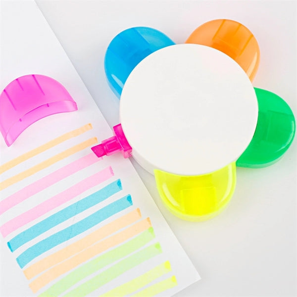 Flower Shape 5-Color Custom Marker Pen Highlighters