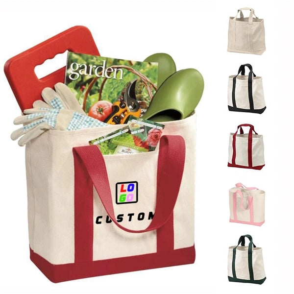 Canvas Tote Bag with an External Pocket