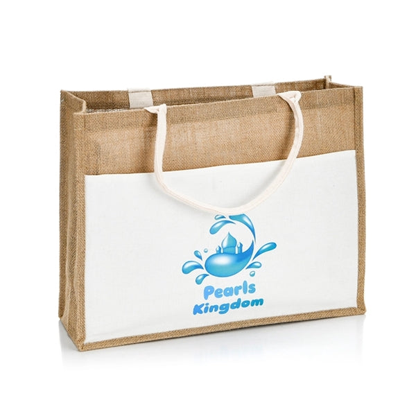 Foldable Linen Shopping Bag with Side Pockets