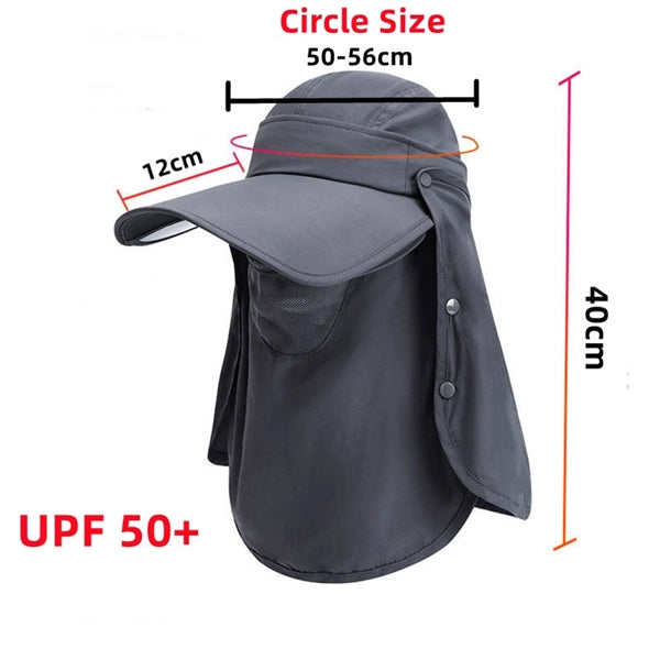 Outdoor UV Sun Protection Hat with Face Cover & Neck Flap