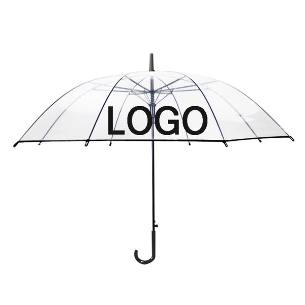 Clear Transparent Long Umbrella with Easy Grip Handle