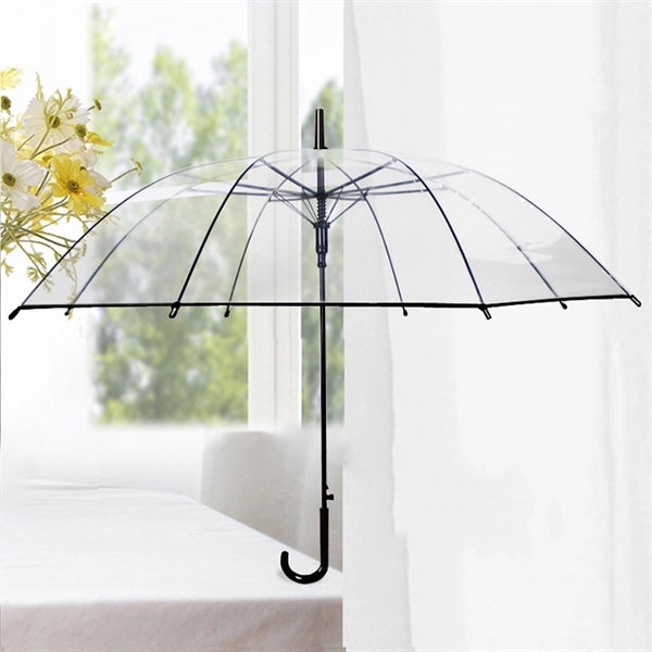 Clear Transparent Long Umbrella with Easy Grip Handle