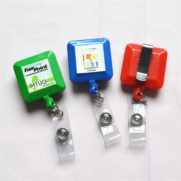 Square Badge Holder with Standard Clips
