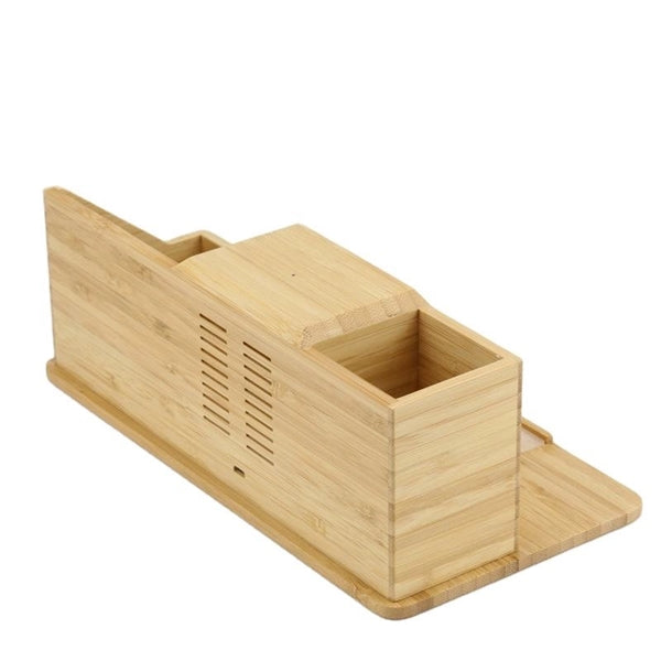 Bamboo Desk Organizer with Wireless Charger