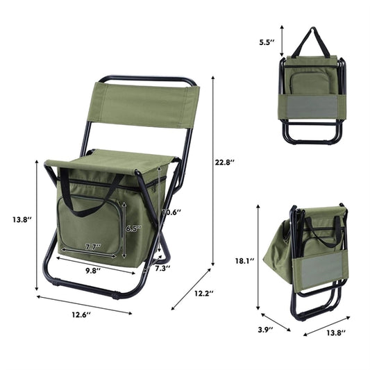 Foldable Camping Fishing Chair With Cooler Bag