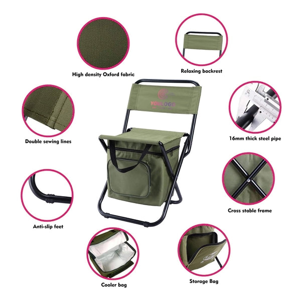 Foldable Camping Fishing Chair With Cooler Bag