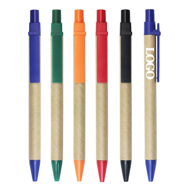 Eco-friendly Kraft Paper Ballpoint Pen with Colorful Trim
