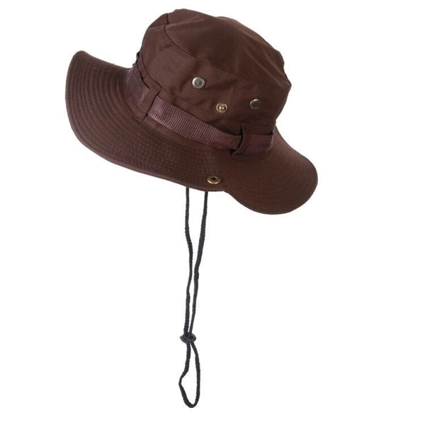 Outdoor Wide-Brim Boonie Safari Hat with Adjustable Chin Cor