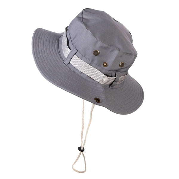 Outdoor Wide-Brim Boonie Safari Hat with Adjustable Chin Cor