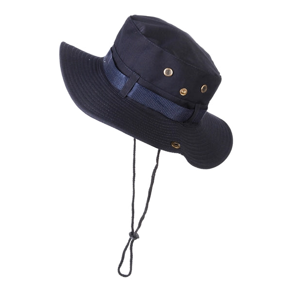 Outdoor Wide-Brim Boonie Safari Hat with Adjustable Chin Cor