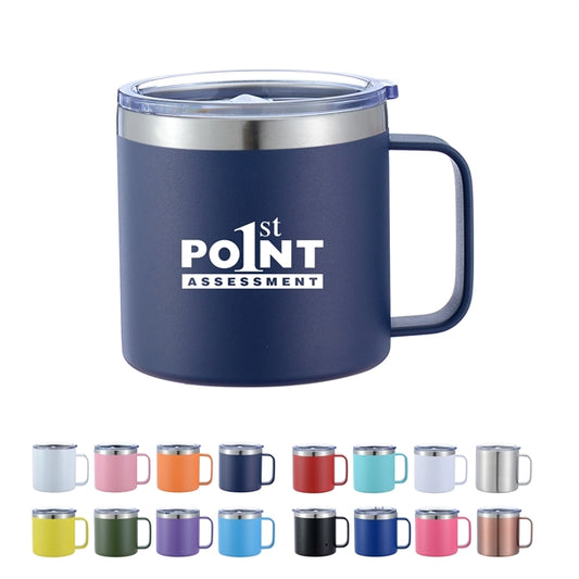 14Oz Stainless Steel Vacuum Camping Mug With Handle