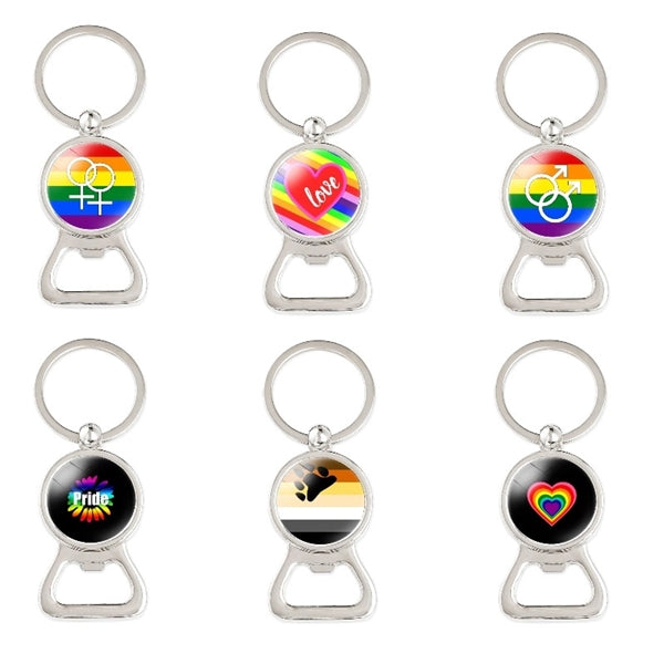 Rainbow LGBT Gay Pride Key Chains W/ Bottle Opener