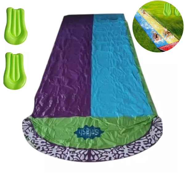 Double Race Water Slide Summer Backyard With 2 Boards