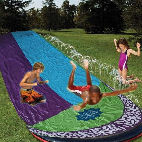 Double Race Water Slide Summer Backyard With 2 Boards