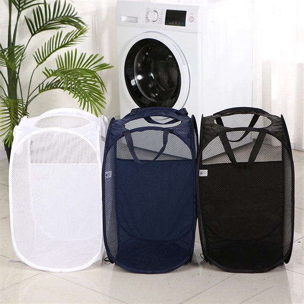 Pop Up Hamper Mesh Laundry Basket Folding Bag 20" X12"