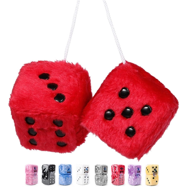 Pair Of Car Retro Hanging Fuzzy Plush Dice