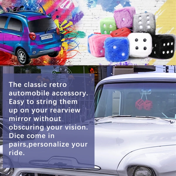 Pair Of Car Retro Hanging Fuzzy Plush Dice