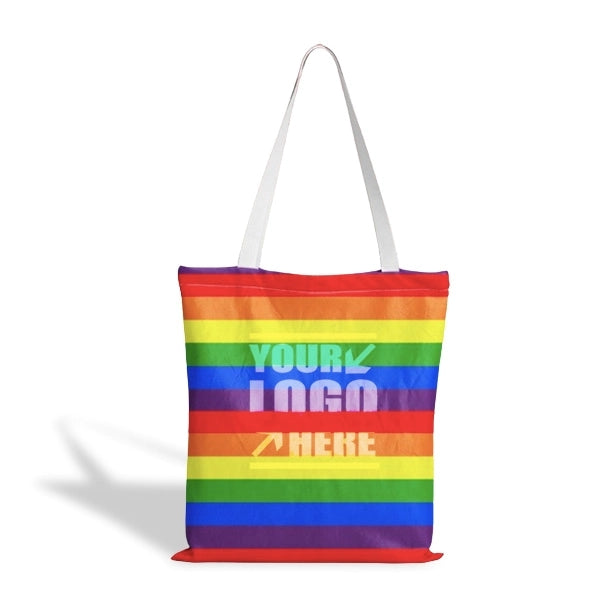 Rainbow Striped Canvas Tote Bag
