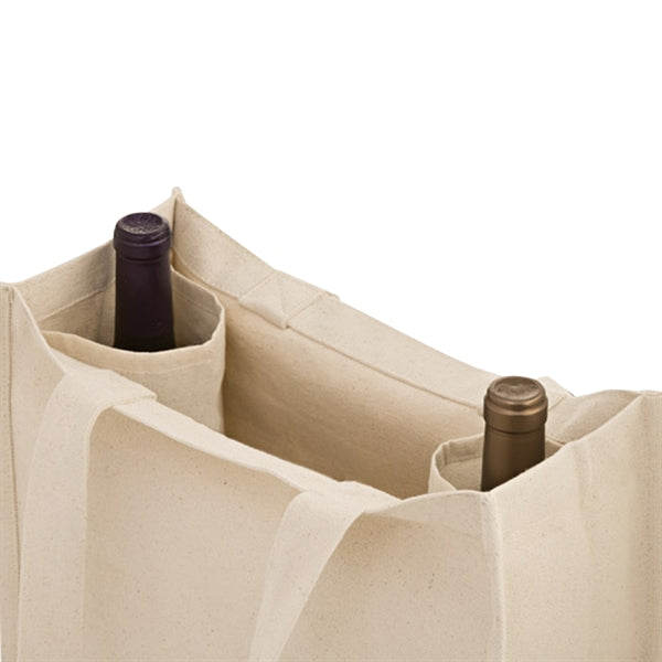 2-Bottle Heavy Cotton Canvas Grocery Tote