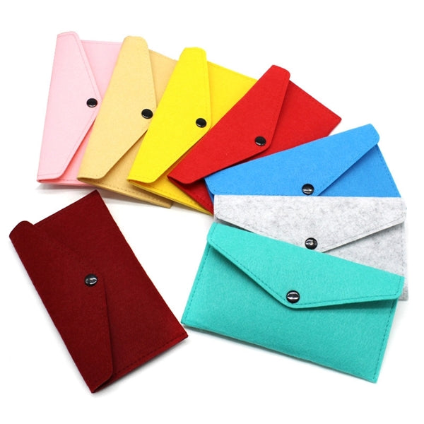 Small Felt Envelop Pouch Case Purse Bag w/Press Button