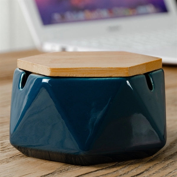 Handmade Ceramic Ashtray With Bamboo Lid