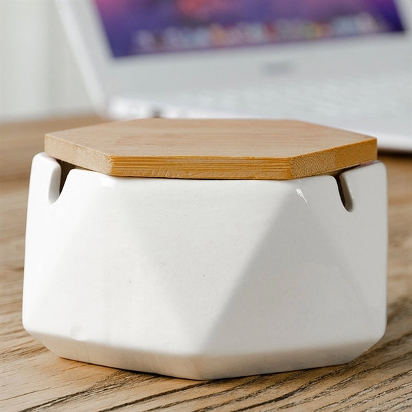 Handmade Ceramic Ashtray With Bamboo Lid