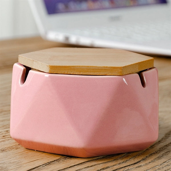 Handmade Ceramic Ashtray With Bamboo Lid