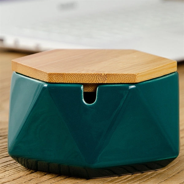 Handmade Ceramic Ashtray With Bamboo Lid