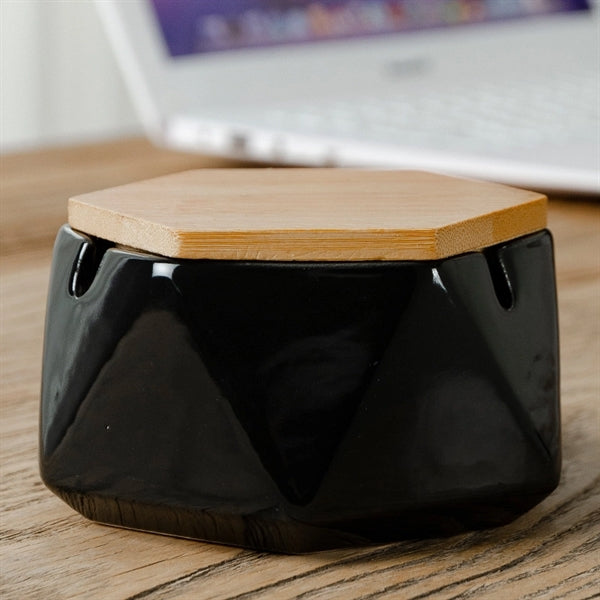 Handmade Ceramic Ashtray With Bamboo Lid