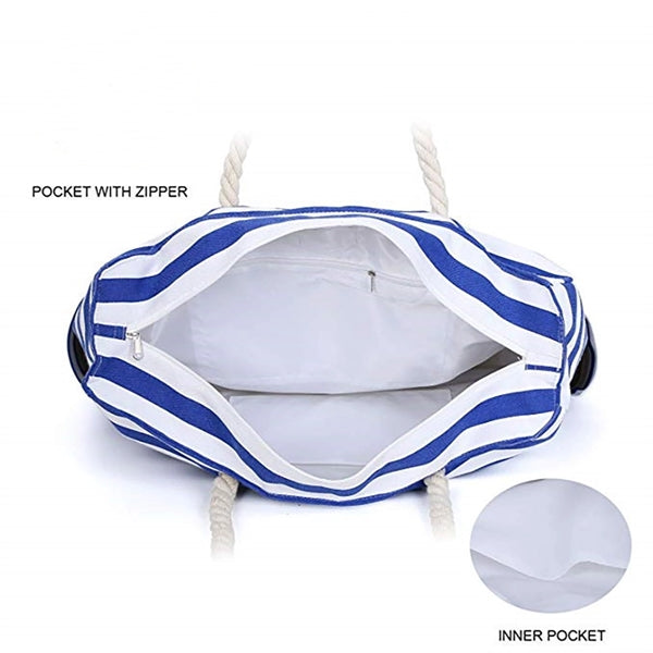 Maritime Stripes Beach Bag With Zipper