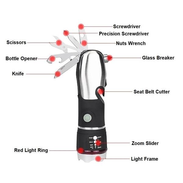 Emergency COB Flashlight Multi-functional Tool