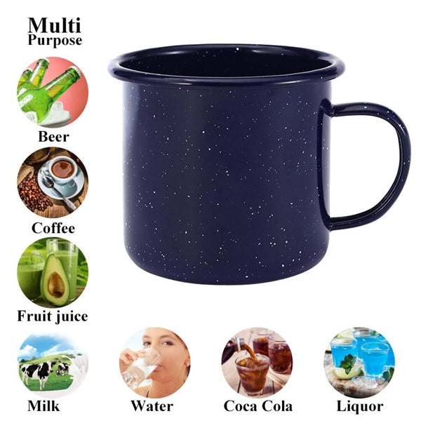16 Ounce Metal Tin Enamel Camping Coffee Tea Mug Cup