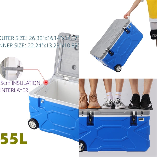55L Wheeled Picnic Cooler Keeps Contents Cool For 48 Hours