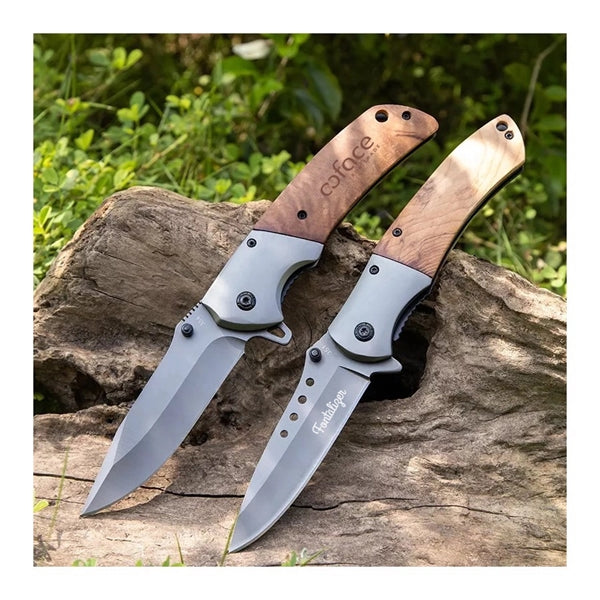 ApexBlade - Burlwood Folding Pocket Knife Stainless Steel