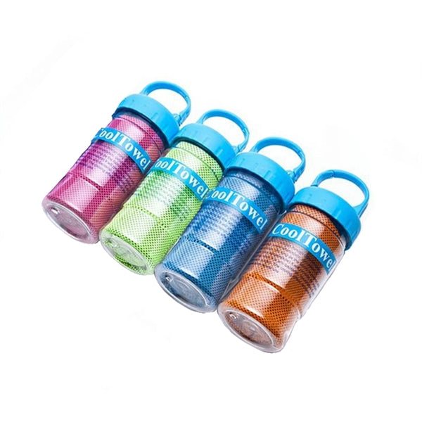 Fiber Cation Cooling Towel - Plastic Bottle