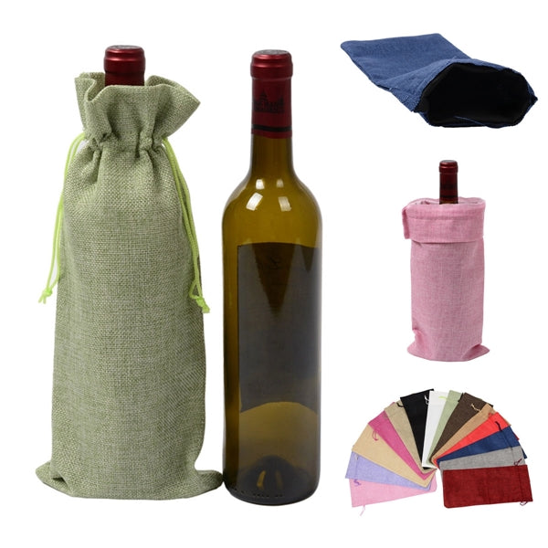 Burlap Wine Bottle Bag With Drawstring