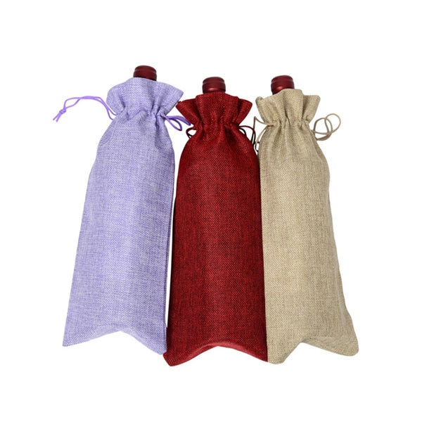 Burlap Wine Bottle Bag With Drawstring