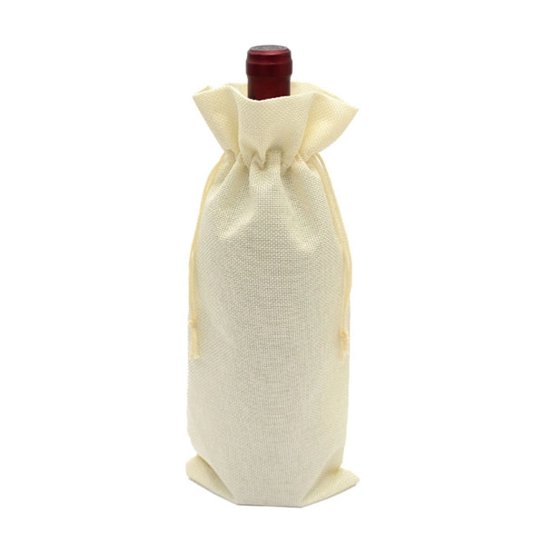 Burlap Wine Bottle Bag With Drawstring